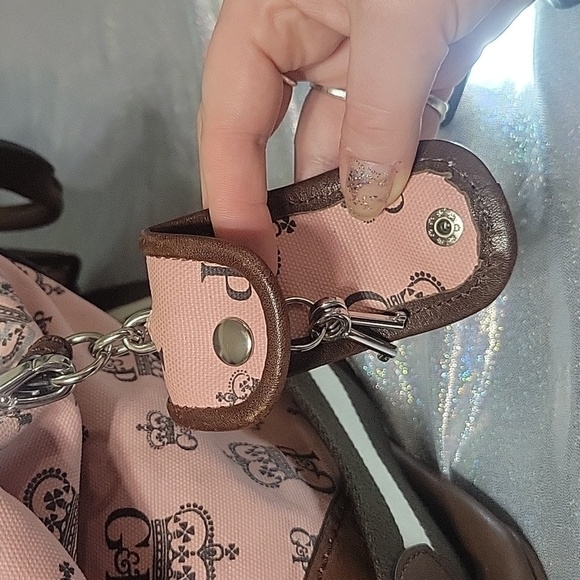 Y2K Vintage Juicy Couture Pink Monogram Brown Leather Duffle Bag Train Case Set - Picture 10 of 16